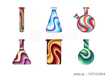 Chemical laboratory glassware, vector paper cut illustration Chemical laboratory glassware, vector paper cut illustration 107522668