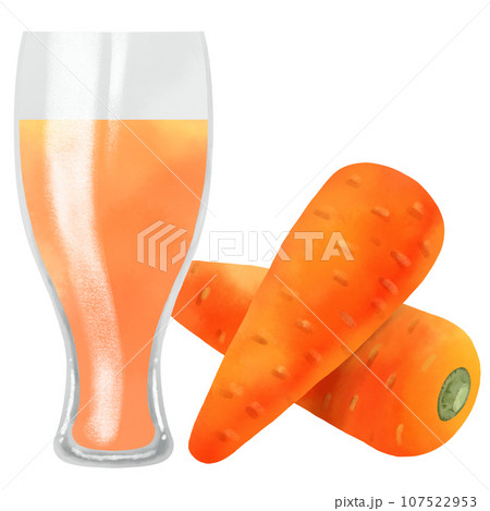 水彩で描いた人参ジュースのイラスト 107522953