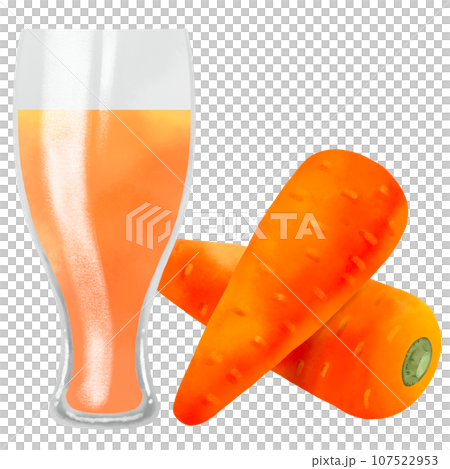 水彩で描いた人参ジュースのイラスト 107522953