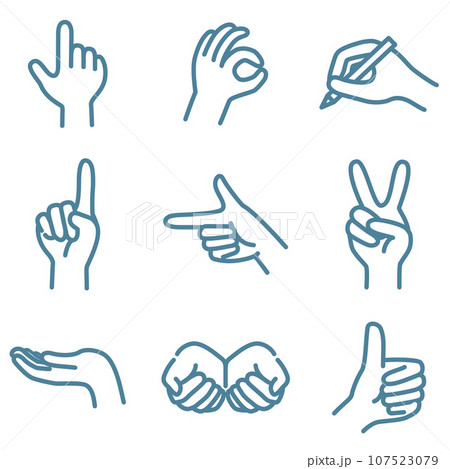 ハンドサイン　アイコン　セット 107523079
