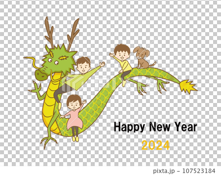 一家三口和一隻狗騎在龍背上 107523184