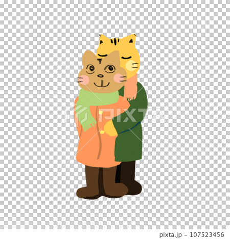 秋貓情侶插畫素材 107523456