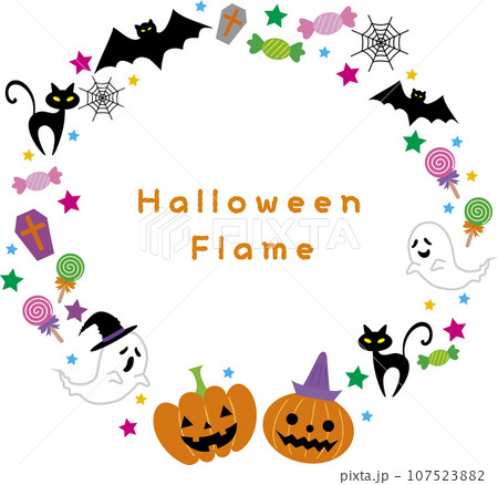 ハロウィンの円形フレーム 107523882