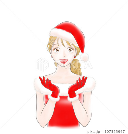 サンタ衣装女の子が手を差し出している サンタ衣装女の子が手を差し出している 107523947