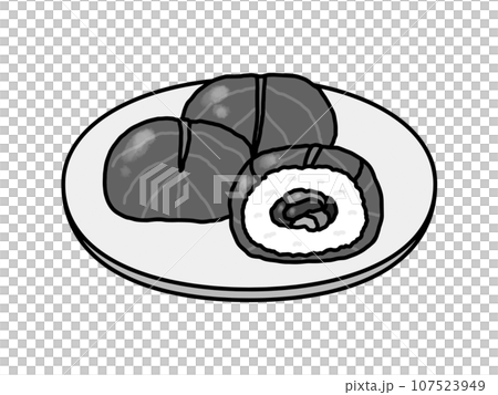 めはり寿司・郷土料理・和歌山県・モノクロ 107523949