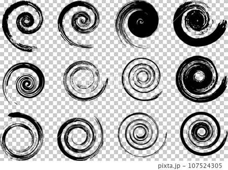 用畫筆繪製的一組黑色漩渦 107524305