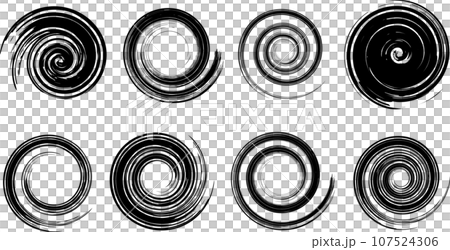 用畫筆繪製的一組黑色漩渦 用畫筆繪製的一組黑色漩渦 107524306