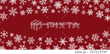 クリスマスカラーの雪の結晶フレームイラスト 107524795