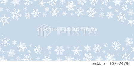 ホワイトの雪の結晶フレームイラスト 107524796