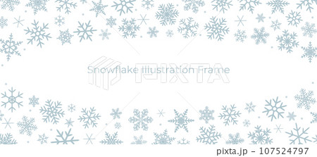 青色の雪の結晶フレームイラスト 107524797
