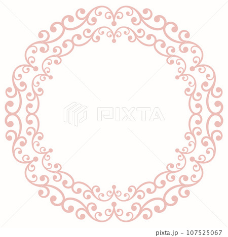 Floral Abstract Round Frame With Arabesques 107525067
