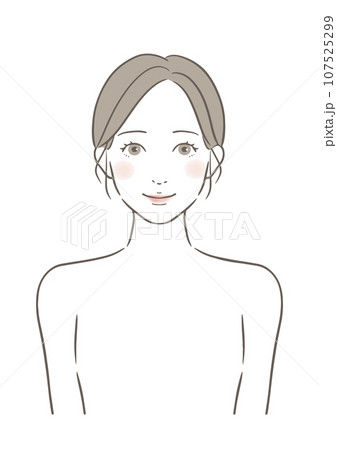 正面を向いた笑顔の女性 美容スキンケアイメージイラスト 107525299