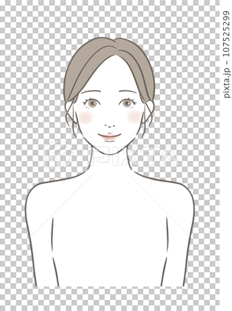 正面を向いた笑顔の女性 美容スキンケアイメージイラスト 107525299
