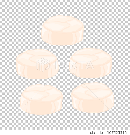 5個のホタテの貝柱。ベクターイラスト。 107525513