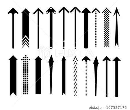 Set of black arrow pointing up. Arrow shape element. Vector Set of black arrow pointing up. Arrow shape element. Vector 107527176
