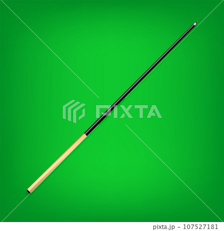 Billiard cues on green background. Snooker sports equipment. Vintage pool cue. Vector Billiard cues on green background. Snooker sports equipment. Vintage pool cue. Vector 107527181