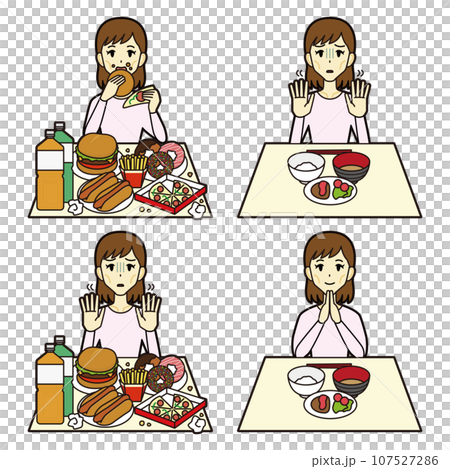 飲食失調的插圖（瘦女人） 107527286