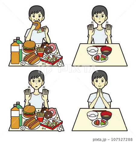 摂食障害のイラスト（痩せた男性） 107527288