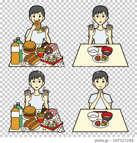 摂食障害のイラスト（痩せた男性） 107527288