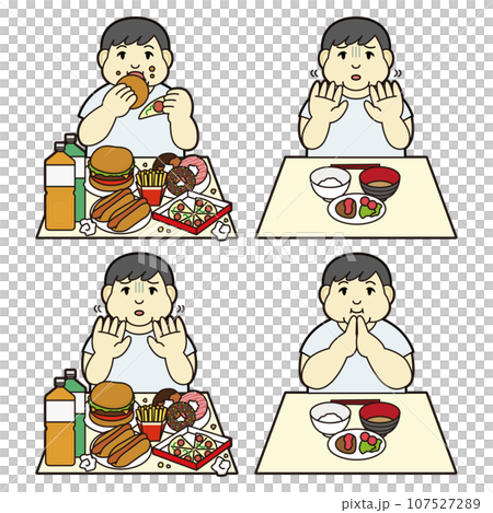 摂食障害のイラスト（太った男性） 107527289