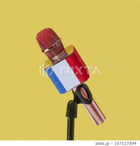 microphone patterned with the flag of France microphone patterned with the flag of France 107527894