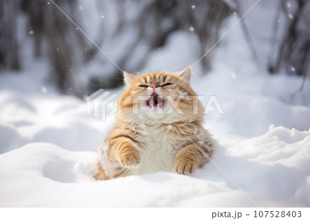 重すぎて雪に埋まってしまったネコのイラスト素材 [107528403] - PIXTA