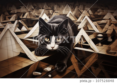 事象の地平面でこちらに警戒するネコ 事象の地平面でこちらに警戒するネコ 107528848