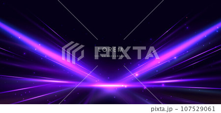 Abstract purple light rays on black background with lighting effect and bokeh. Abstract purple light rays on black background with lighting effect and bokeh. 107529061