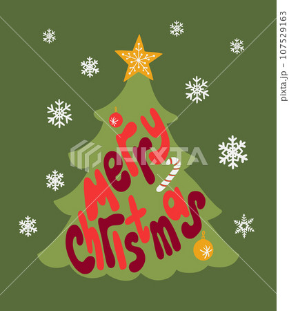 Cozy groovy Christmas typographic composition 107529163