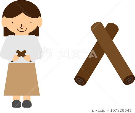 楽器クラベスで演奏している女性のイメージイラスト 107529643