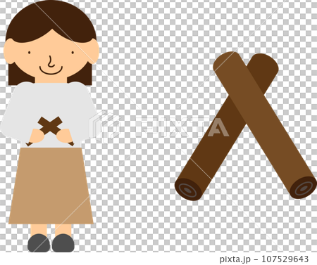 楽器クラベスで演奏している女性のイメージイラスト 107529643