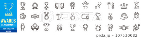 Awards Achievements line icon Editable stroke set  107530082