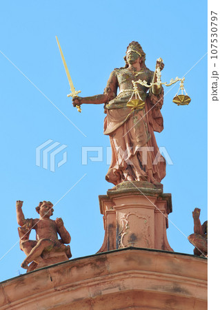 Lady Justice at Town Hall Offenburg Germany Lady Justice at Town Hall Offenburg Germany 107530797