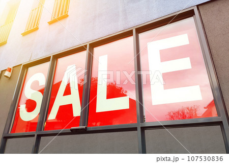 red sale sign at a shop in germany red sale sign at a shop in germany 107530836