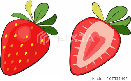 Strawberry and slice of strawberry. Vector illustration set pack Strawberry and slice of strawberry. Vector illustration set pack 107531492