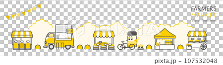 Vector illustration of shops lined up at a lively farmers market Vector illustration of shops lined up at a lively farmers market 107532048