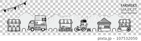 Vector illustration of shops lined up at a lively farmers market Vector illustration of shops lined up at a lively farmers market 107532050