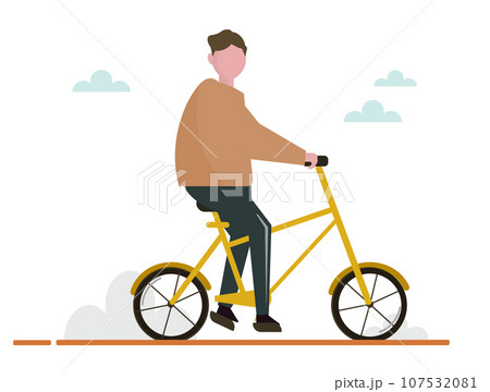 ペンフィールド『自転車に乗る男性』イラスト アート 光沢 ポスター A3 驚きの値段で - 小物入れ