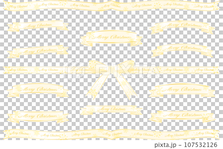 クリスマス用ラッピングリボン、白銀に金のラインで雪の結晶つき クリスマス用ラッピングリボン、白銀に金のラインで雪の結晶つき 107532126
