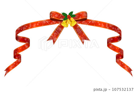 柊つきクリスマス用ラッピングリボン、赤に金のラインで雪の結晶つき 柊つきクリスマス用ラッピングリボン、赤に金のラインで雪の結晶つき 107532137