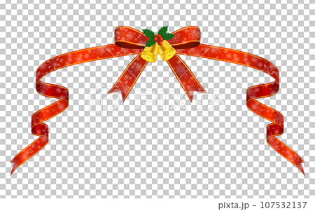 柊つきクリスマス用ラッピングリボン、赤に金のラインで雪の結晶つき 柊つきクリスマス用ラッピングリボン、赤に金のラインで雪の結晶つき 107532137