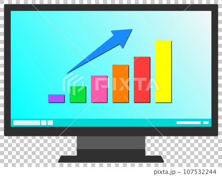 Illustration of displaying a graph of data aggregation on a computer monitor Illustration of displaying a graph of data aggregation on a computer monitor 107532244