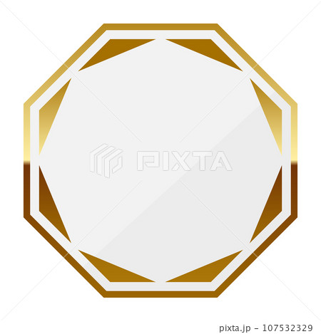 高級感のある八角形フレーム ホワイト＆ゴールドのイラスト素材
