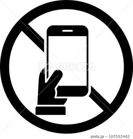 スマホ禁止のモノクロの警告ピクトグラム 107532482