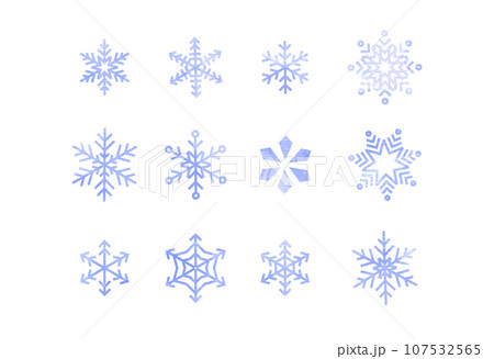 おしゃれな雪の結晶セット01 107532565