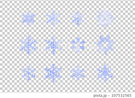 おしゃれな雪の結晶セット01 107532565