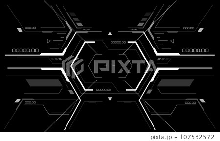 HUD sci-fi interface screen view white geometric on black design virtual reality futuristic technology creative display vector HUD sci-fi interface screen view white geometric on black design virtual reality futuristic technology creative display vector 107532572
