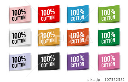 Relistic fabric labels colors set collection on white background vector Relistic fabric labels colors set collection on white background vector 107532582