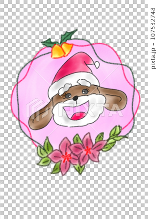 dog santa claus and poinsettia ring dog santa claus and poinsettia ring 107532748