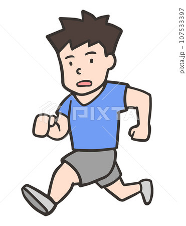 走る男性のイラスト、横側 走る男性のイラスト、横側 107533397